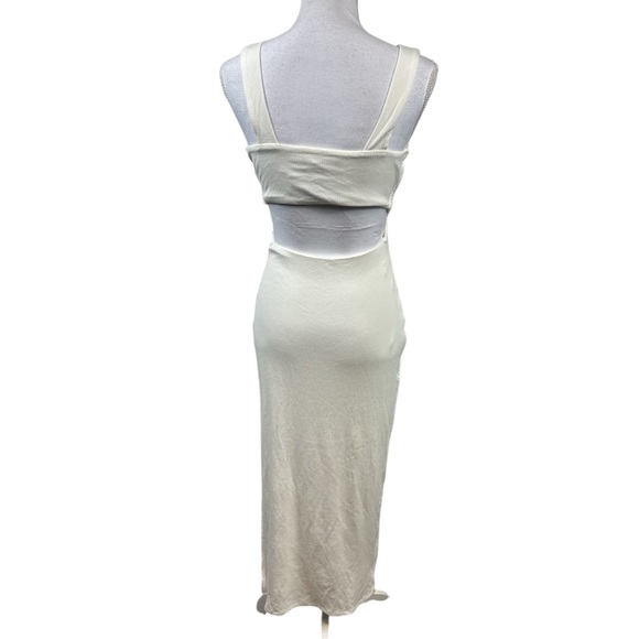 Lulus Divide & Contour Off White  Ribbed Cutout BodyCon Midi Dress Size M NWT - Picture 7 of 13